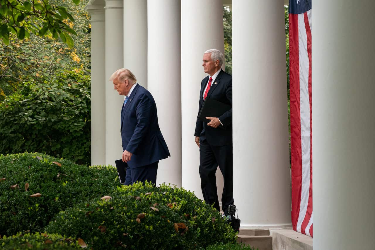 US President Donald Trump and Vice-President Mike Pence are photographed together on Monday, 28 September. 