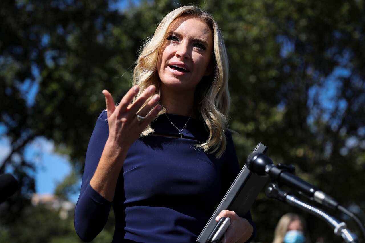 White House press secretary Kayleigh McEnany outside the West Wing of the White House, in Washington, DC, USA, 2 October