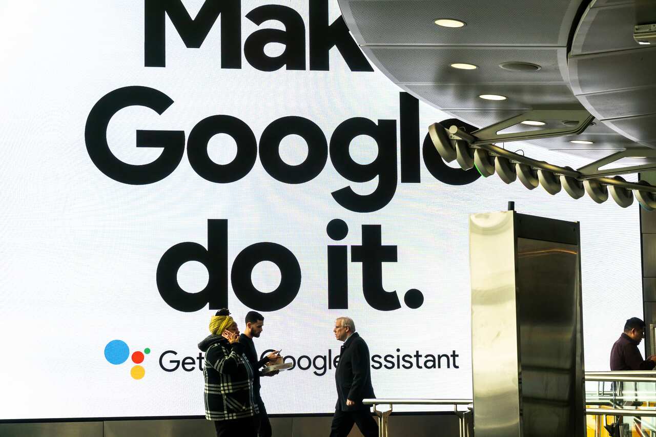Advertising for Google in the Fulton Centre in New York.