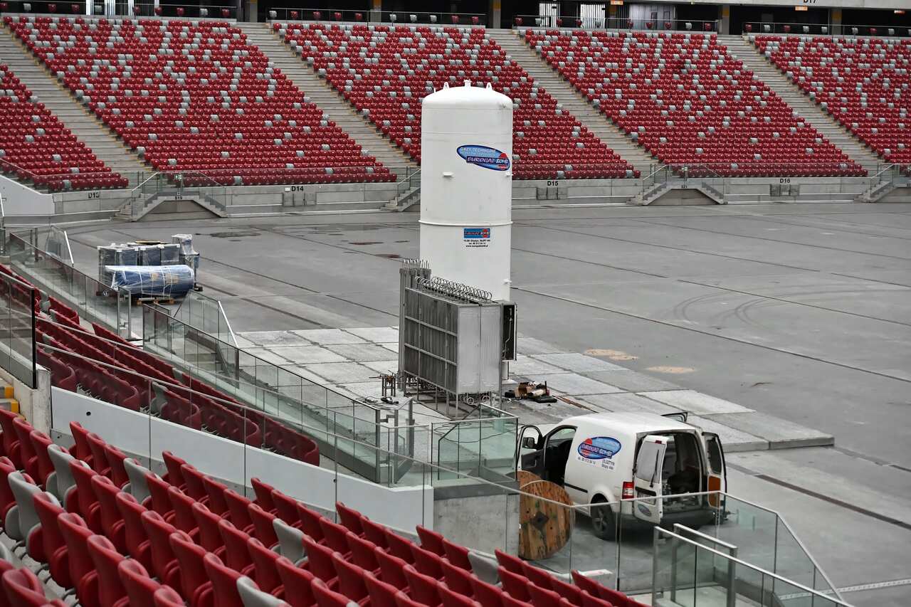 Poland turned its largest stadium into an emergency field hospital with 500 beds.