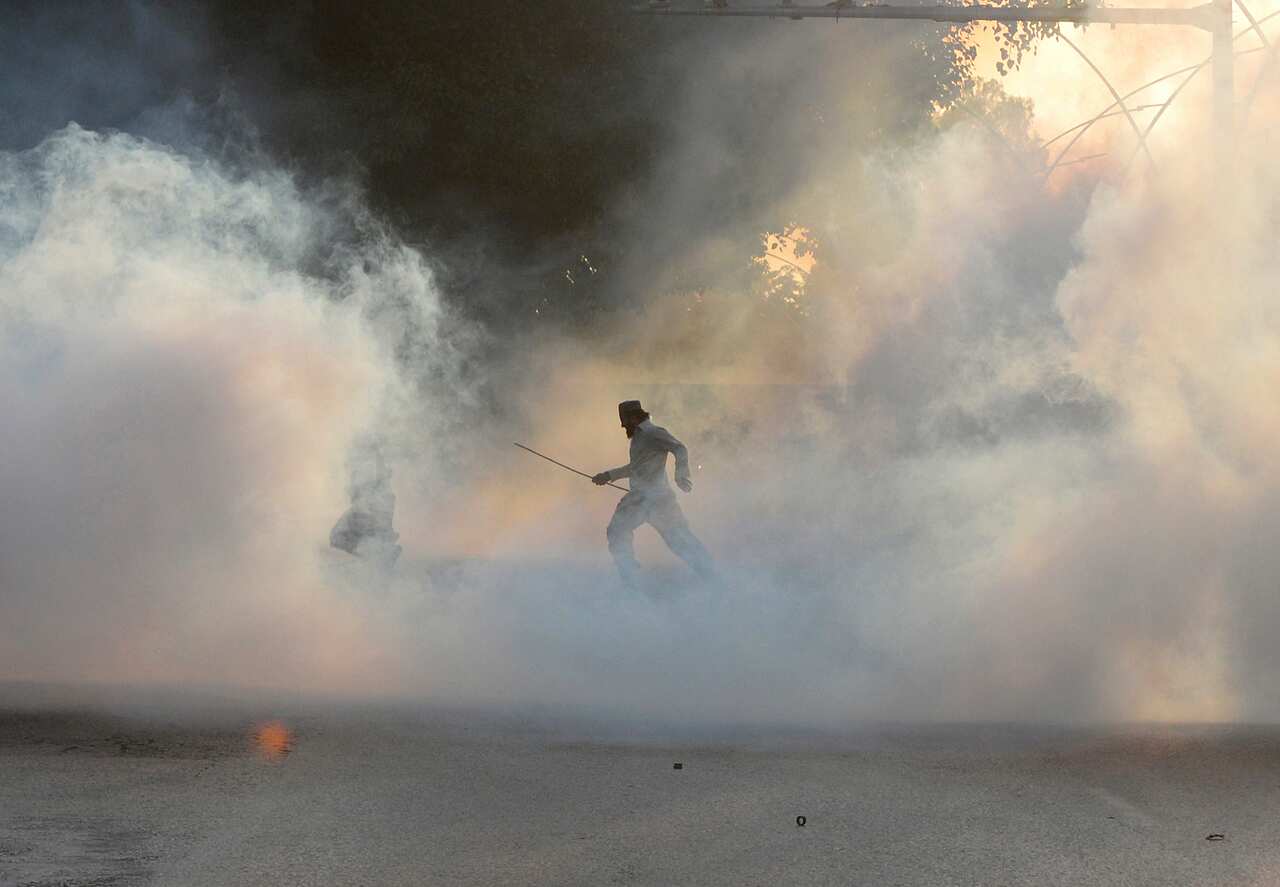 A protester in Islamabad, Pakistan on  Friday, Oct. 30, 2020. 