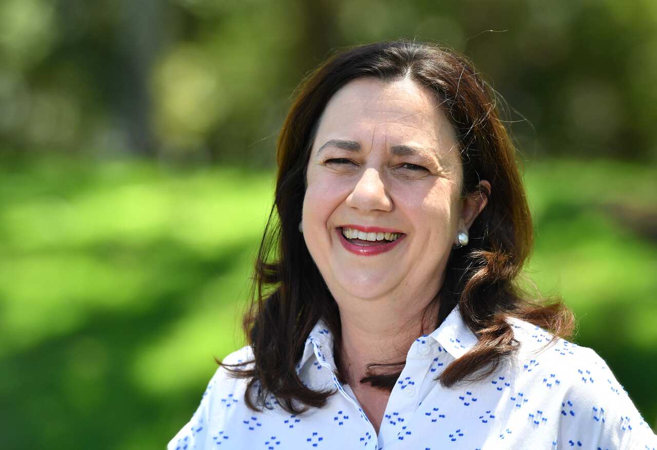 Queensland Premier Annastacia Palaszczuk is seen during a press conference at Rocks Riverside Park in Brisbane, Sunday, 1 November, 2020.