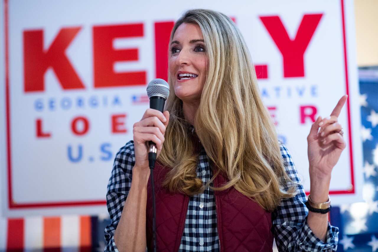 Republican Senator Kelly Loeffler during a campaign event at the Floyd County Republican Party Headquarters in Rome, Georgia, October 2020.