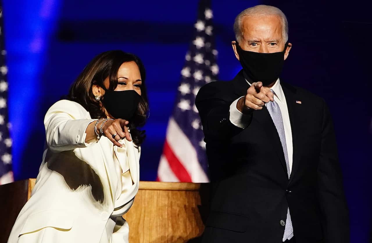Vice President-elect Kamala Harris and President-elect Joe Biden after being declared the winners in the 2020 presidential election.