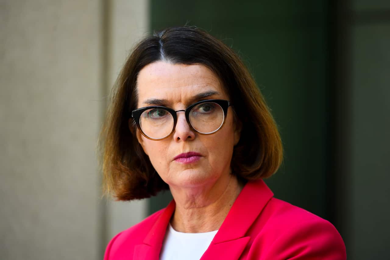 Women's Safety Minister Anne Ruston speaks to the media during a press conference at Parliament House in Canberra.