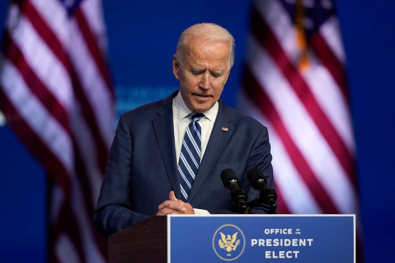 President-elect Joe Biden speaks in Wilmington, Delaware.