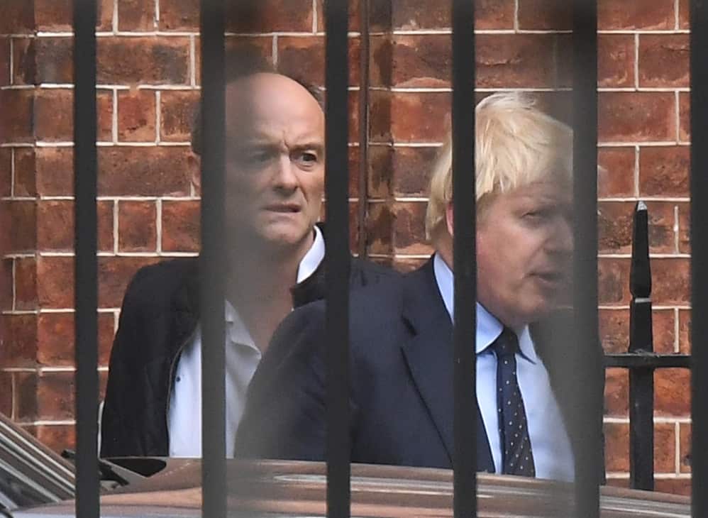 A file photo of Prime Minister Boris Johnson with his former chief adviser Dominic Cummings. 