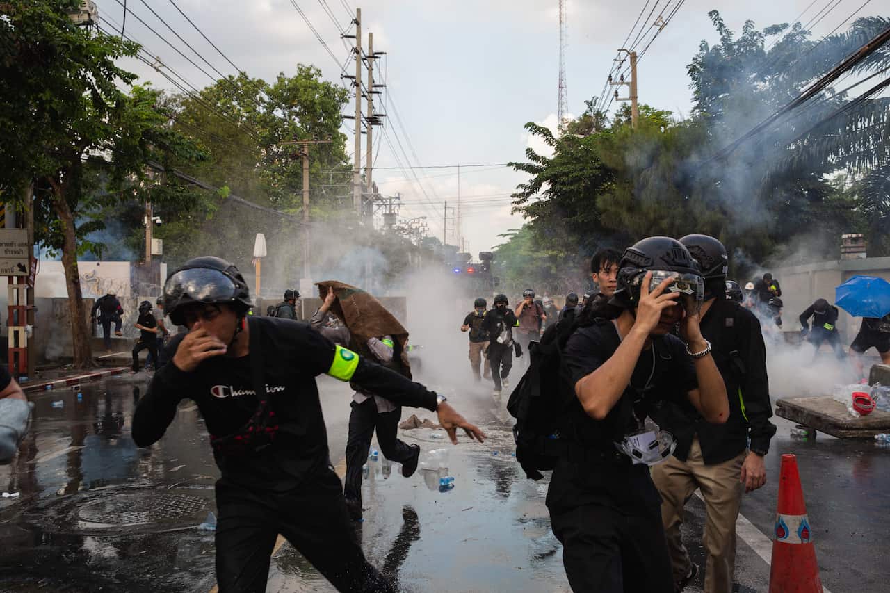 Thai police used water cannon with chemical-laced water to disperse protesters during a pro-democracy demonstration