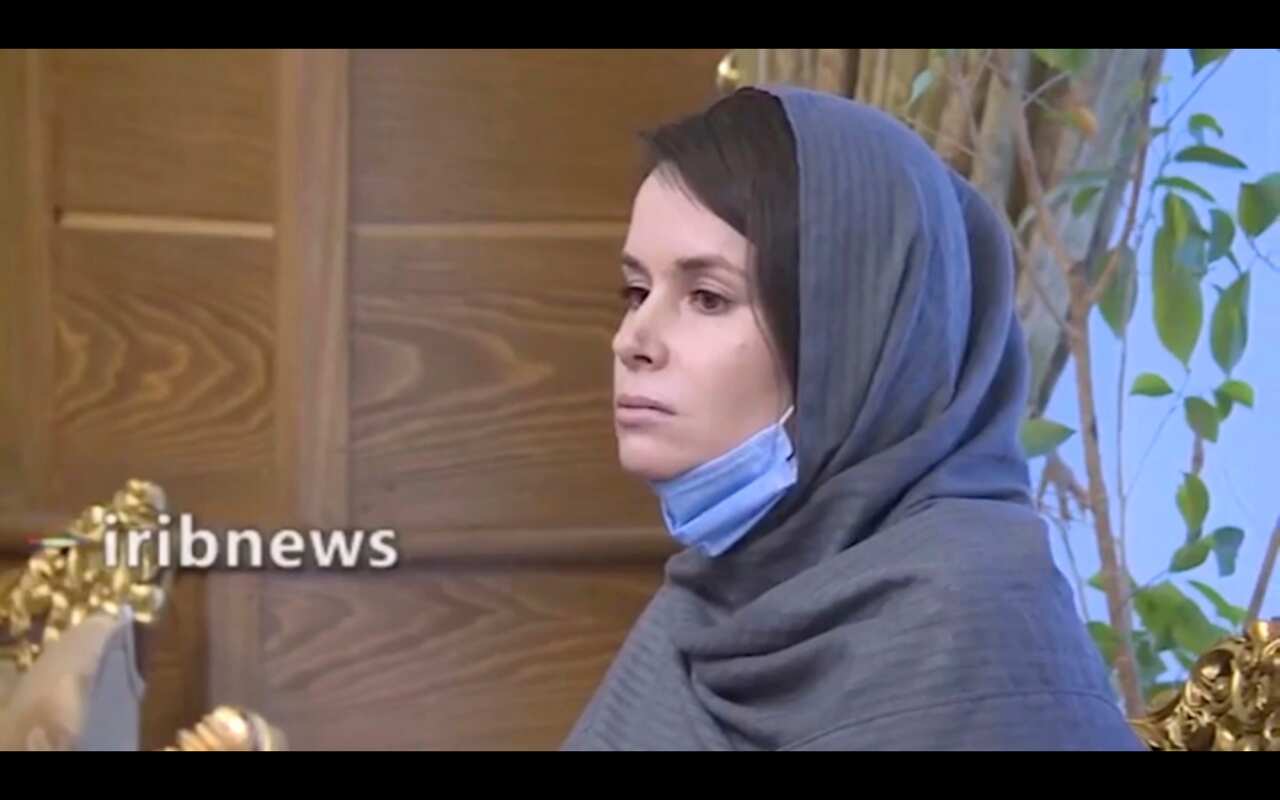 British-Australian academic Kylie Moore-Gilbert is seen Iranian state television. 