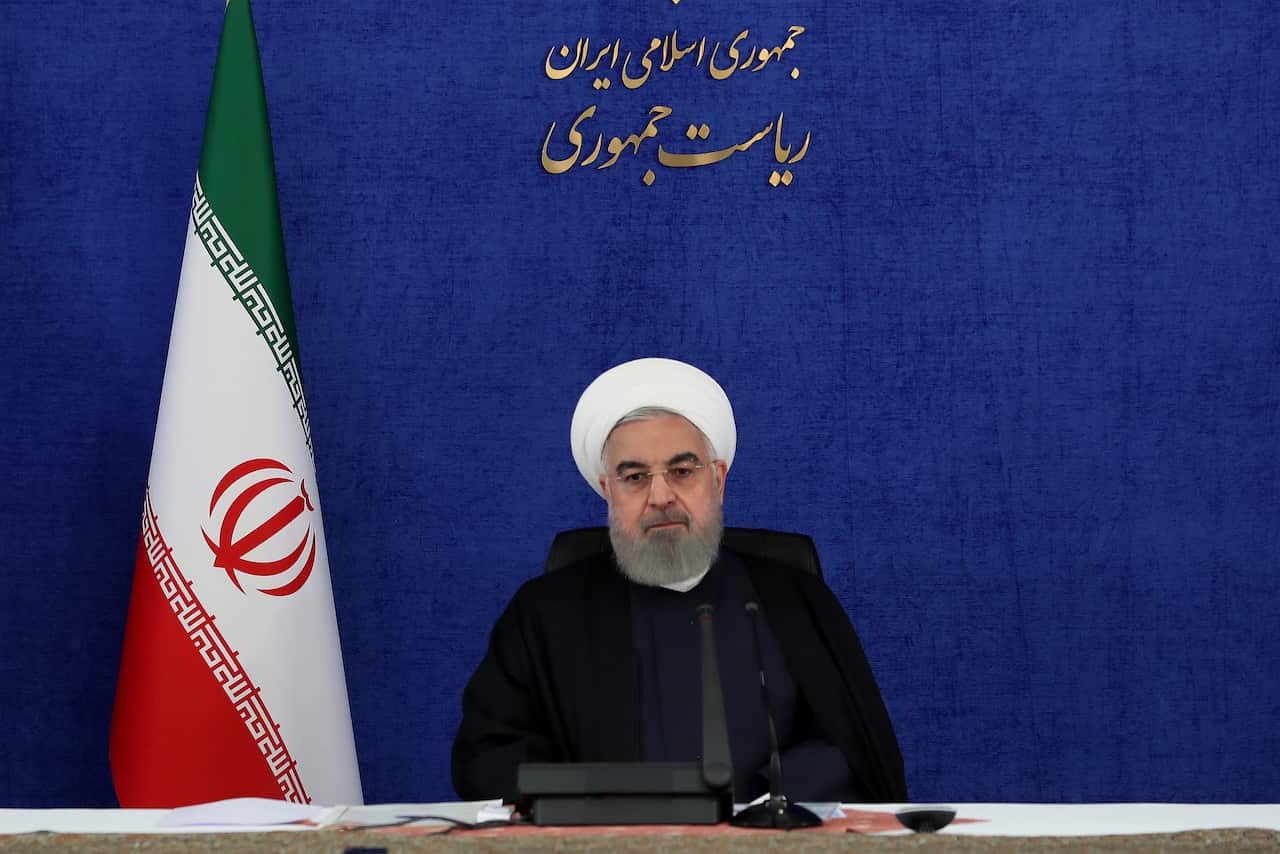 Hassan Rouhani speaking about the assassination of an Iranian nuclear scientist during the cabinet meeting in Tehran, Iran.