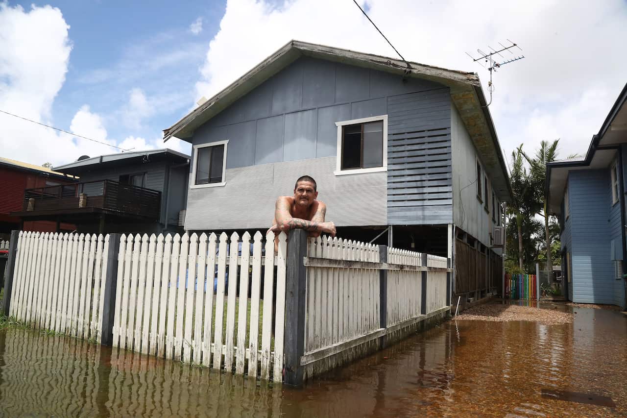 Tumbulgum resident Shane Dawes at his home in NSW. The region around the northern NSW town of Murwillumbah has been declared "a high danger area" by the SES.