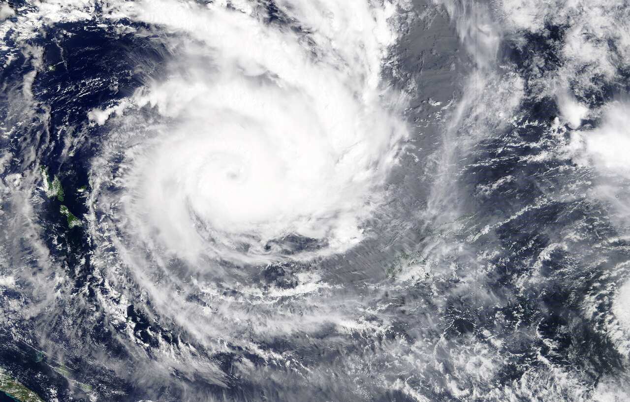 A handout satellite image released by NASA from its Terra satellite shows Cyclone Yasa.