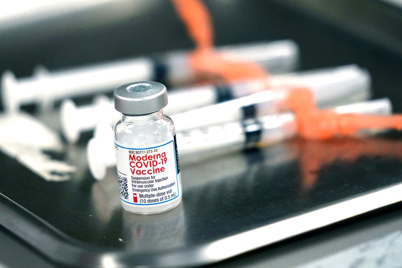 Syringes with doses of the Moderna COVID-19 vaccine.