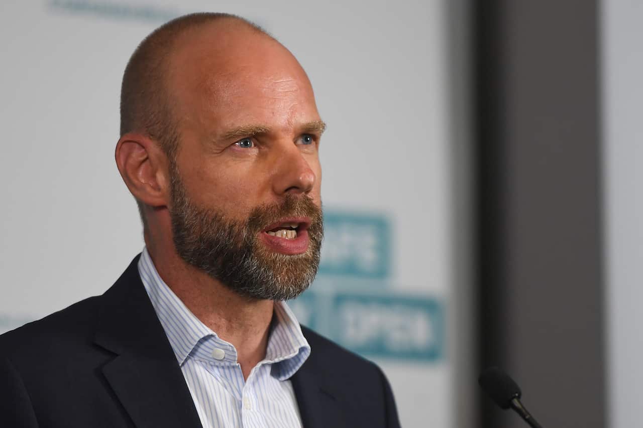 Victorian testing manager Jeroen Weimar addresses the media during a press conference in Melbourne on 31 December.