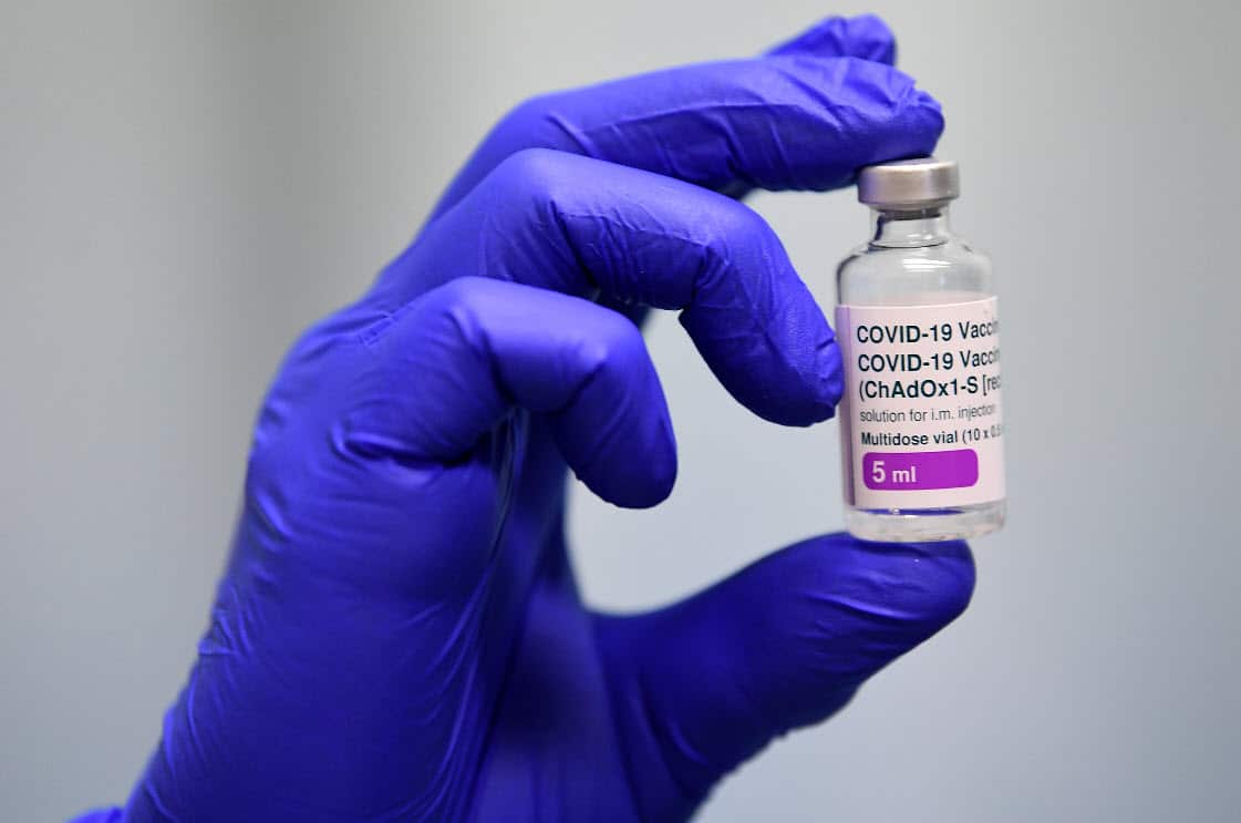 A locally manufactured AstraZeneca vaccine vial is seen at CSL in Melbourne