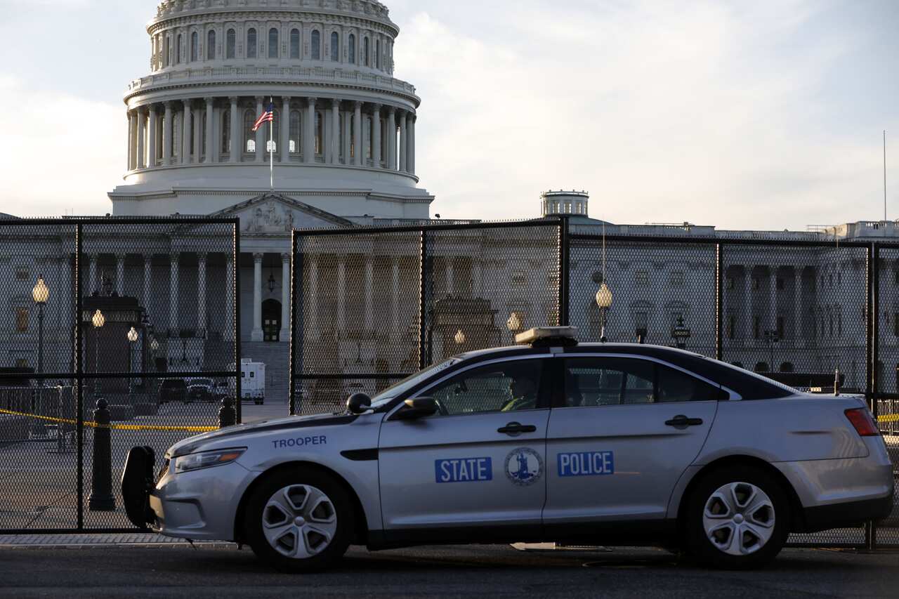 A temporary fence and barricades are placed on Capitol Hill a day after Trump supporters stormed U.S. Capitol in Washington on January 7, 2021. Photo by Yuri Gripas/ABACAPRESS.COM.