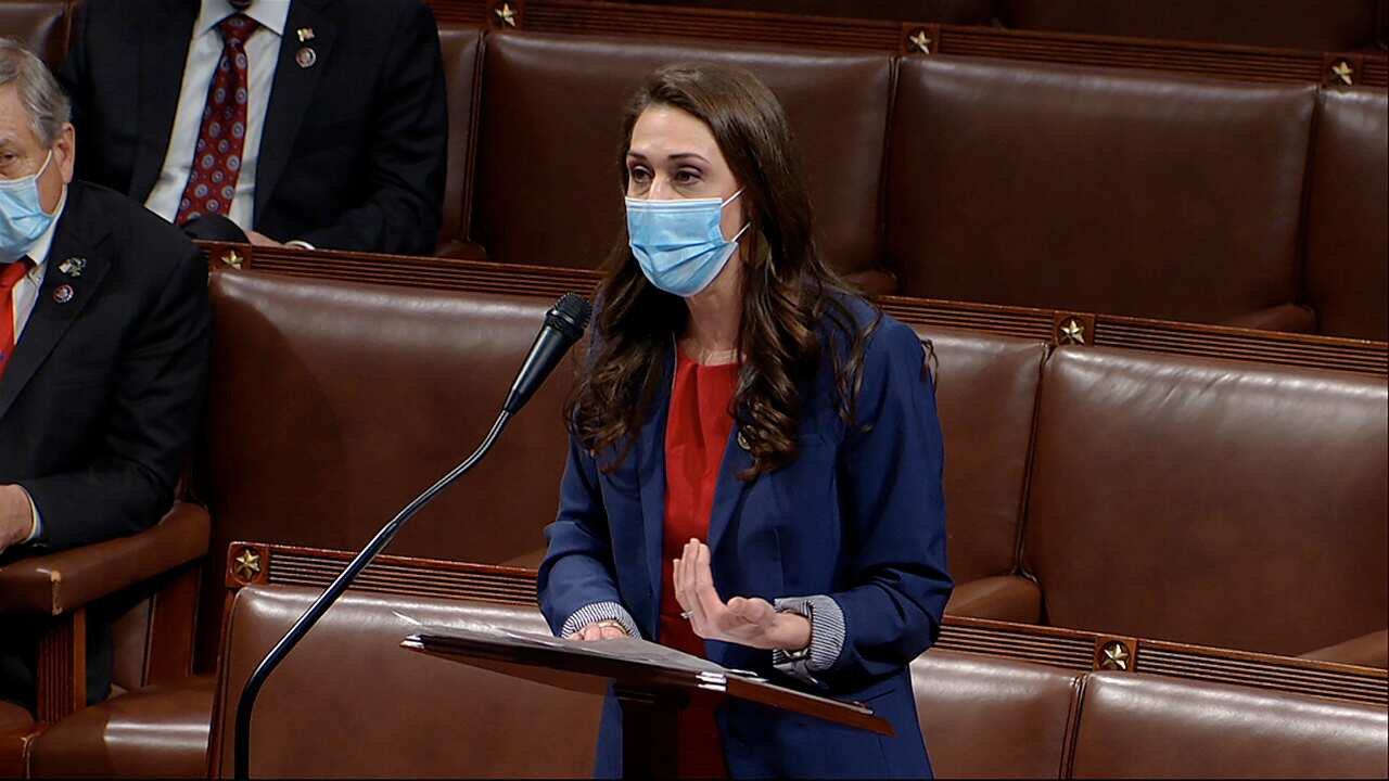Jaime Herrera Beutler speaks to the House during last week's certification of Joe Biden's election win