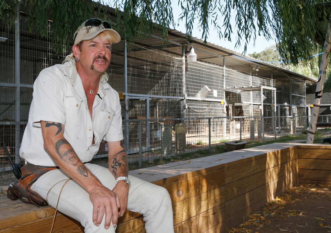 FILE - In this Aug. 28, 2013, file photo, Joseph Maldonado-Passage, also known as Joe Exotic, is seen at the zoo he used to run in Wynnewood, Okla.