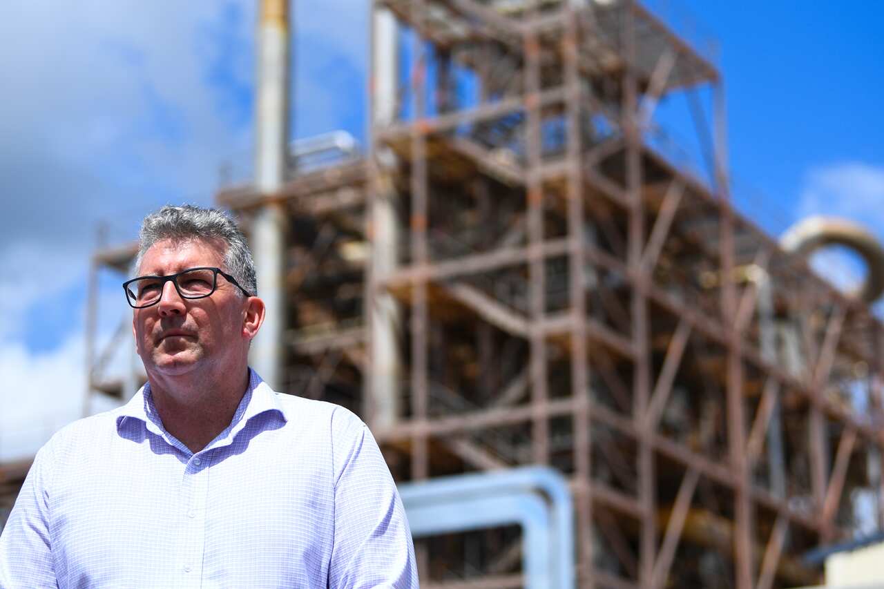 Resource Minister Keith Pitt during a visit to Northern Oil Refinery in Gladstone, Queensland