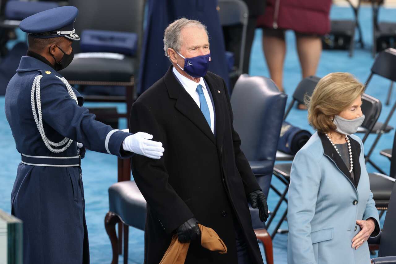 George Bush and wife Laura Bush during the Inauguration Day ceremony of President-Elect Joe Biden and Vice President-Elect Kamala Harris at the US Capitol.