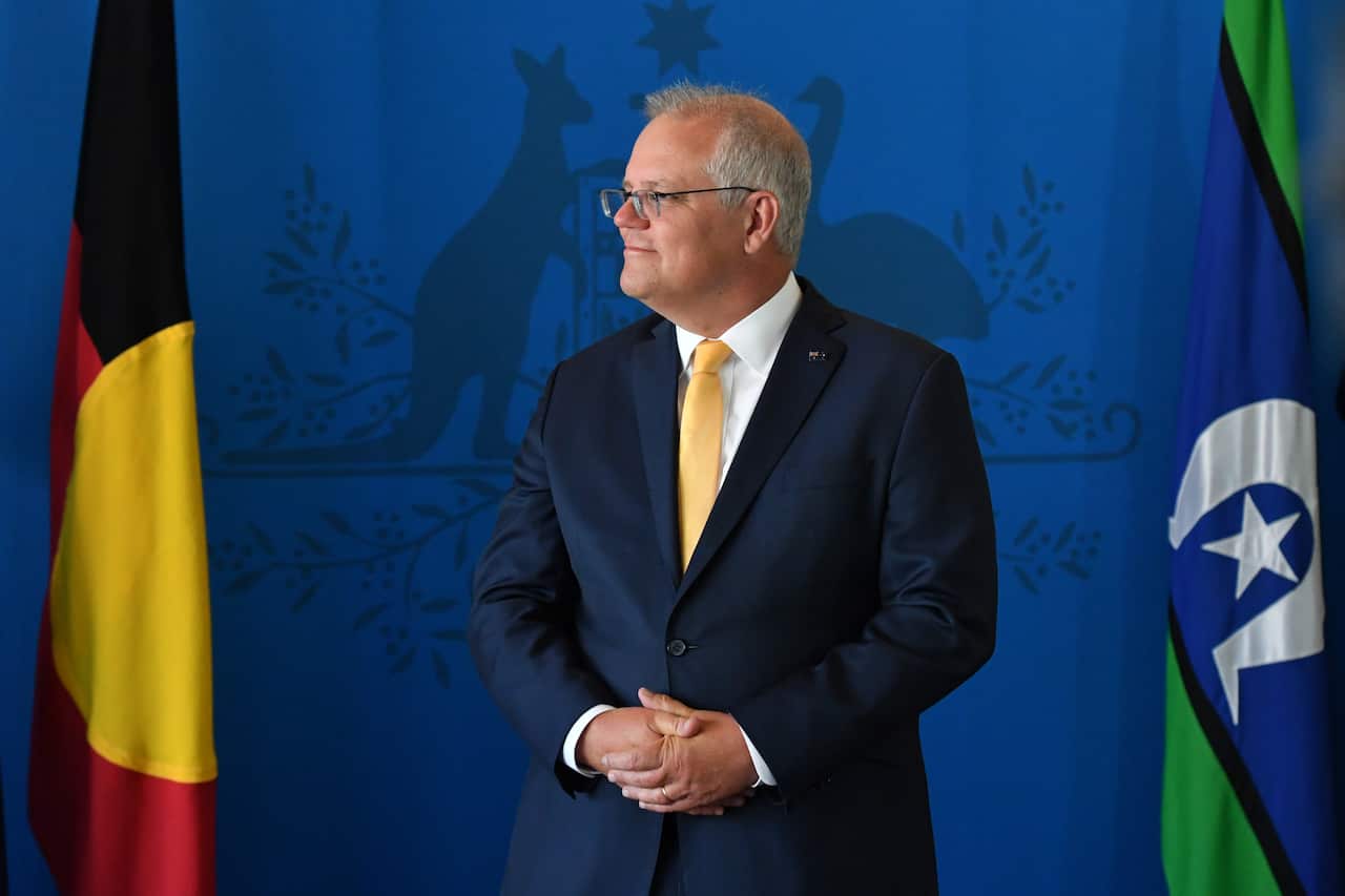 Prime Minister Scott Morrison during an Australian of the Year morning tea at Parliament House on Monday.