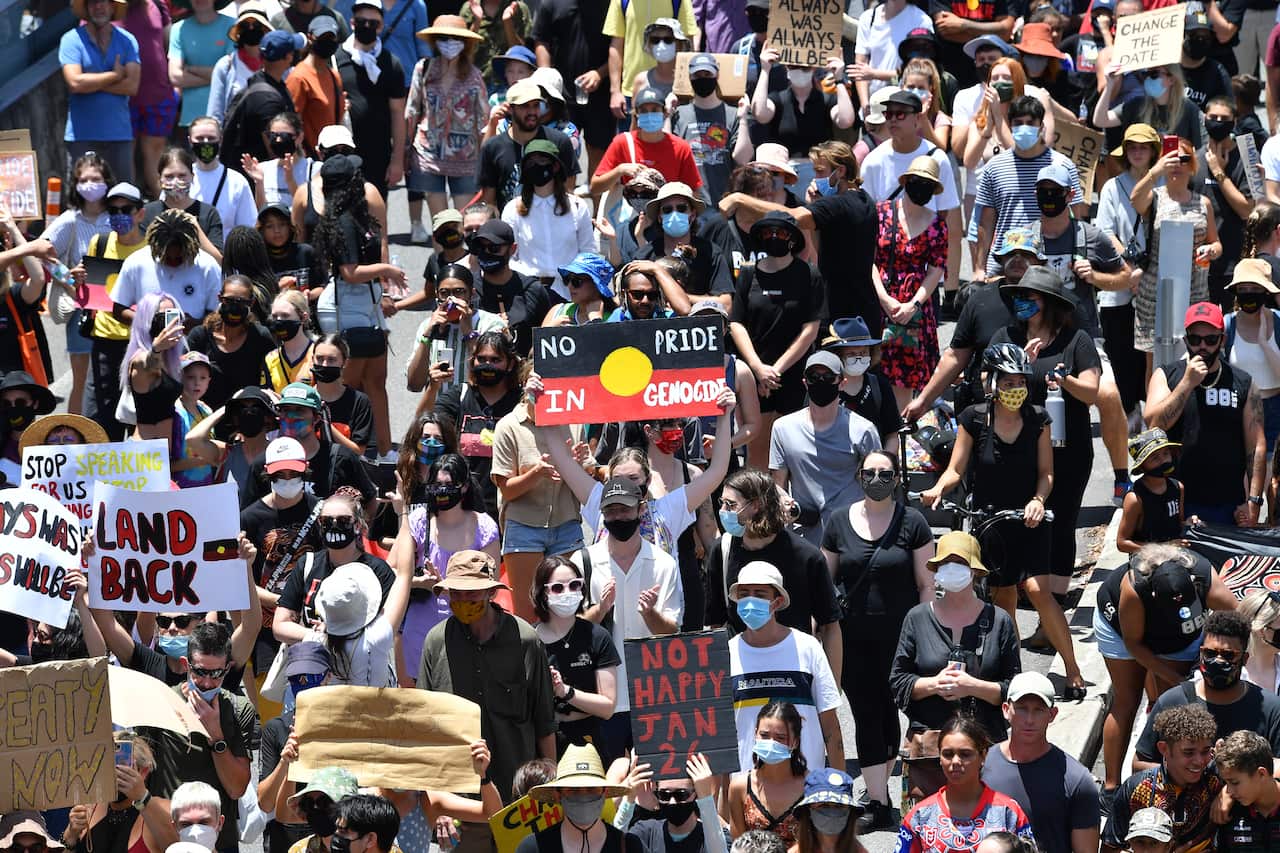 The Invasion Day rally in Brisbane.
