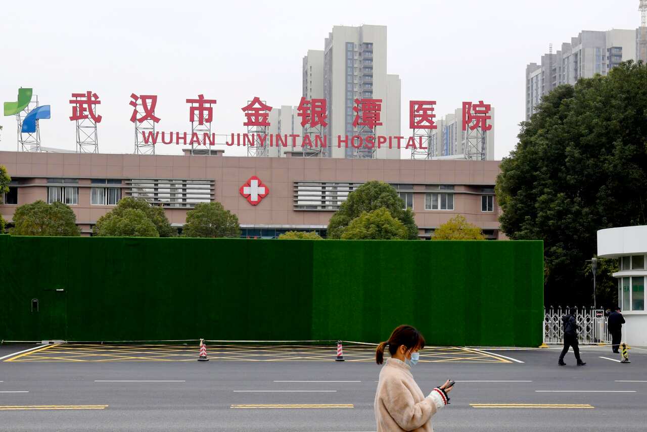 Wuhan Jinyintan Hospital is pictured in Wuhan, China, on Jan. 30, 2021. The World Health Organization's investigation into the origins of the coronavirus pandemic is under way in the city. (Kyodo via AP Images) ==Kyodo