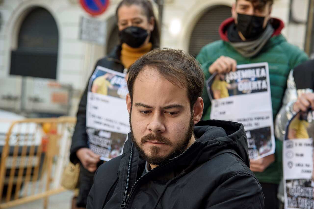Pablo Hasel during a press conference in Lleida, Catalonia, Spain, 1 February 2021.