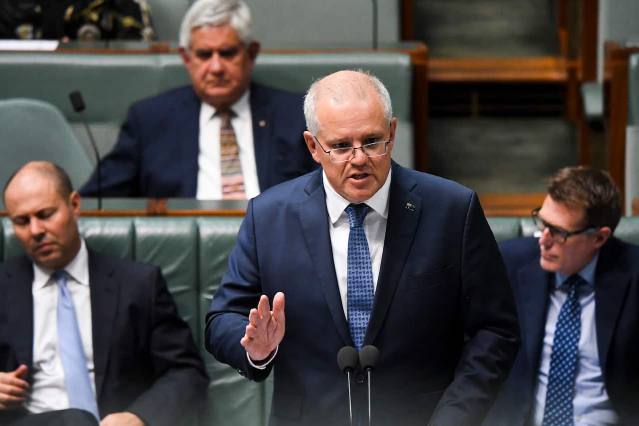 Prime Minister Scott Morrison speaks during House of Representatives Question Time.