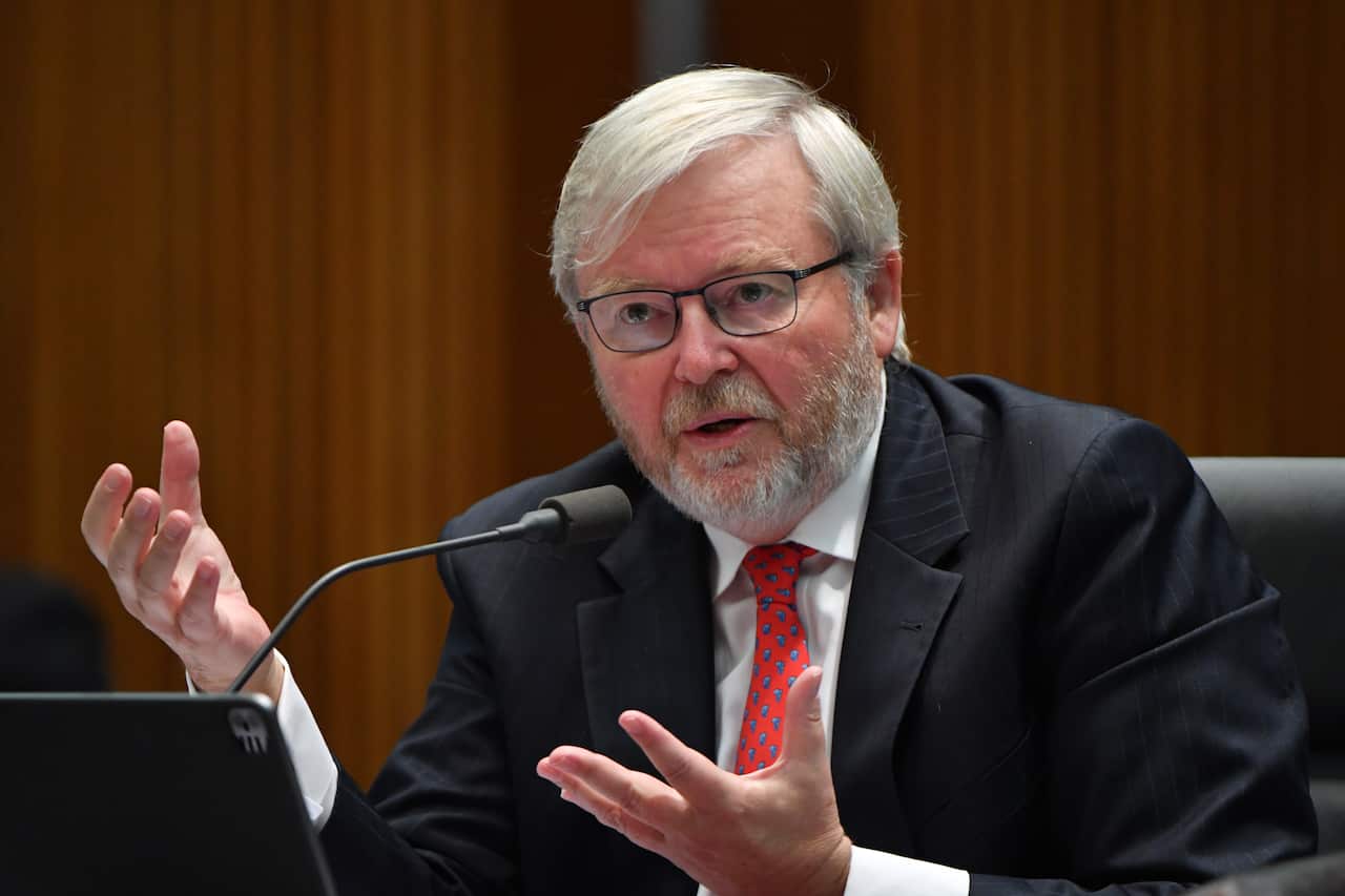 Mr Rudd appears before the committee.