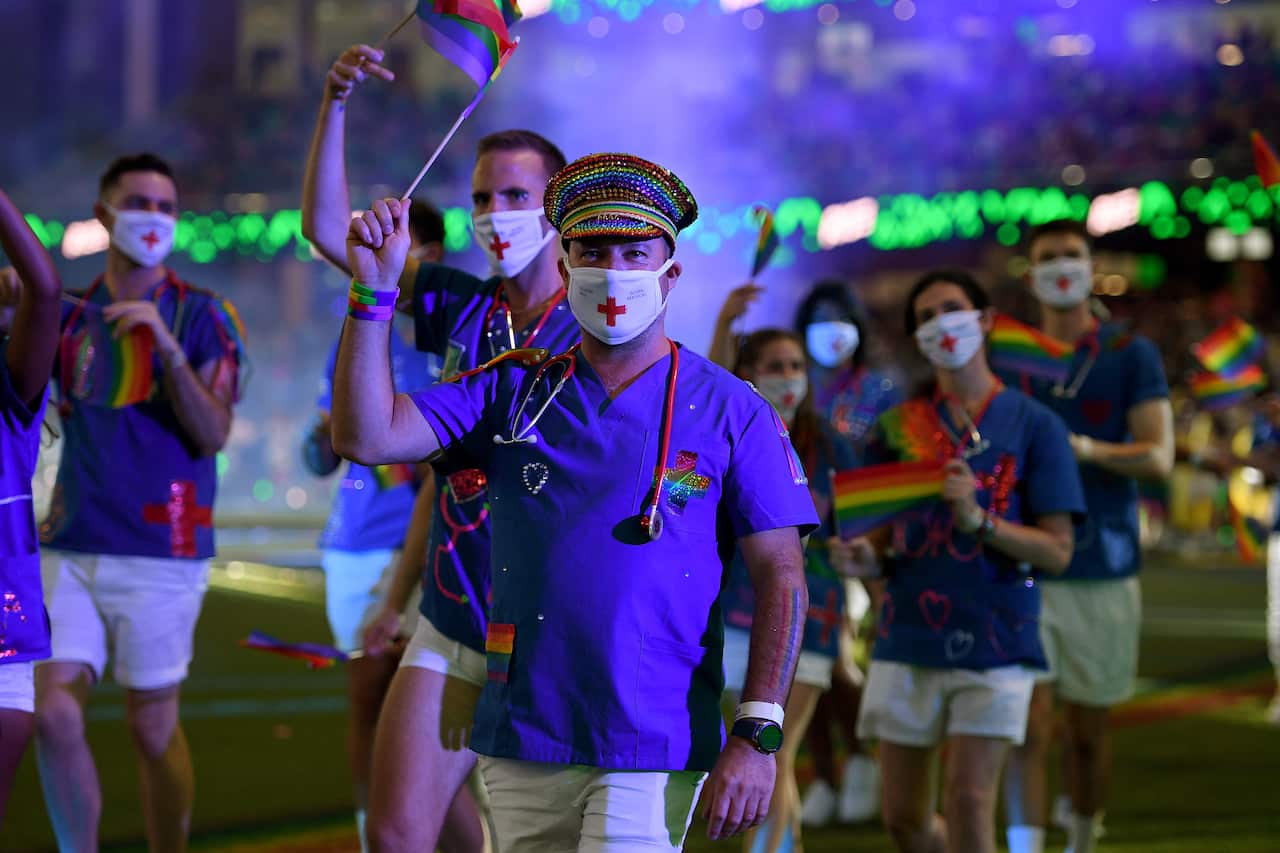 Members of the medical profession march during a year where there work has been more important than ever. 