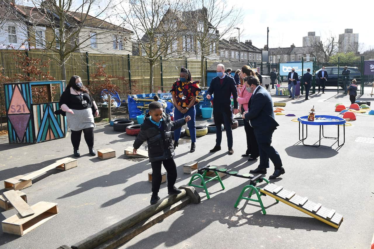 Britain's Prince William and Kate, Duchess of Cambridge visit School21, a school in east London.