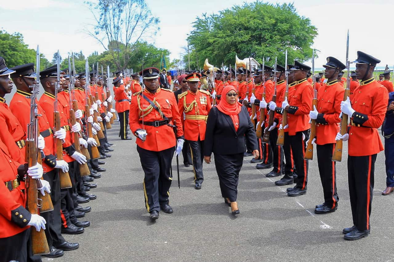 Tanzania's new president Samia Suluhu Hassan after being sworn in at a ceremony at State House in Dar es Salaam, Tanzania Friday, 19 March, 2021.