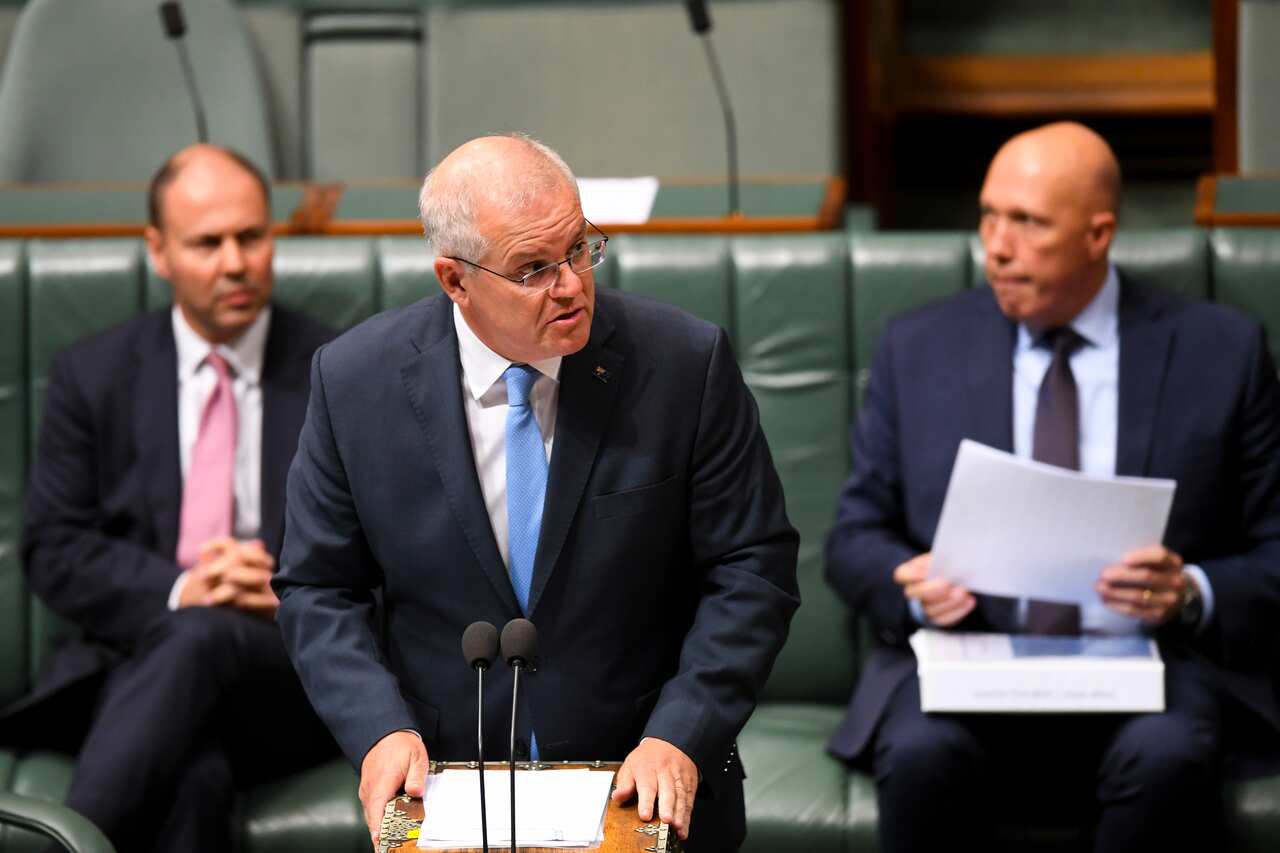 Prime Minister Scott Morrison speaks during Question Time at Parliament House in Canberra on 22 March, 2021. 