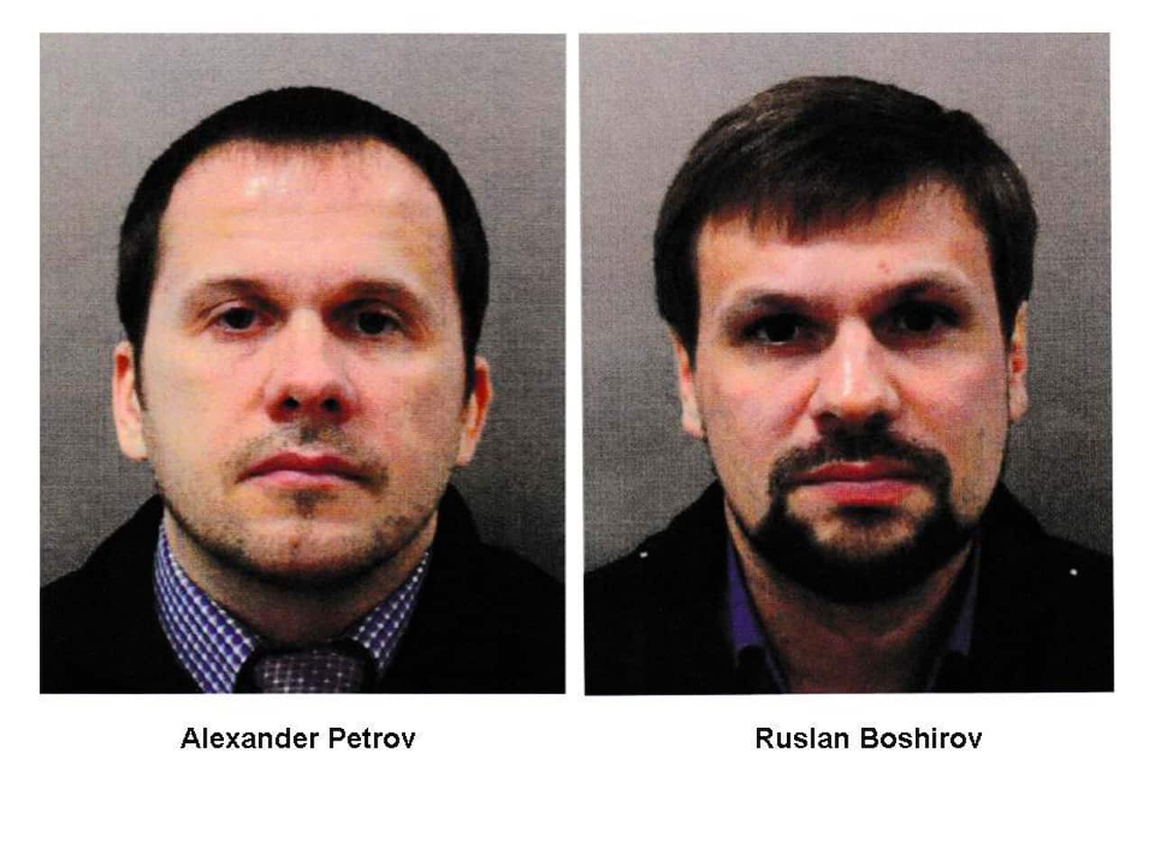 This file combination photo shows the men identified as Alexander Petrov, left, and Ruslan Boshirov