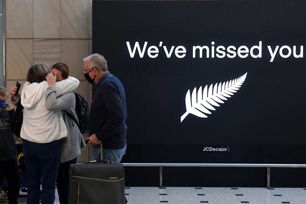 New Zealand travellers at Sydney International Airport, Sydney, Monday, April 19, 2021. 