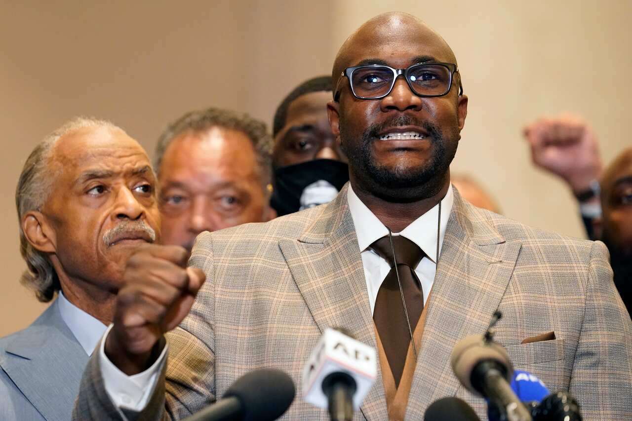 George Floyd's brother Philonise Floyd speaks during a news conference 