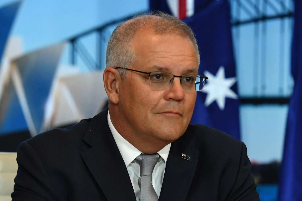 Prime Minister Scott Morrison looks on for the opening remarks of the Leaders Summit on Climate hosted by United States President Joe Biden.