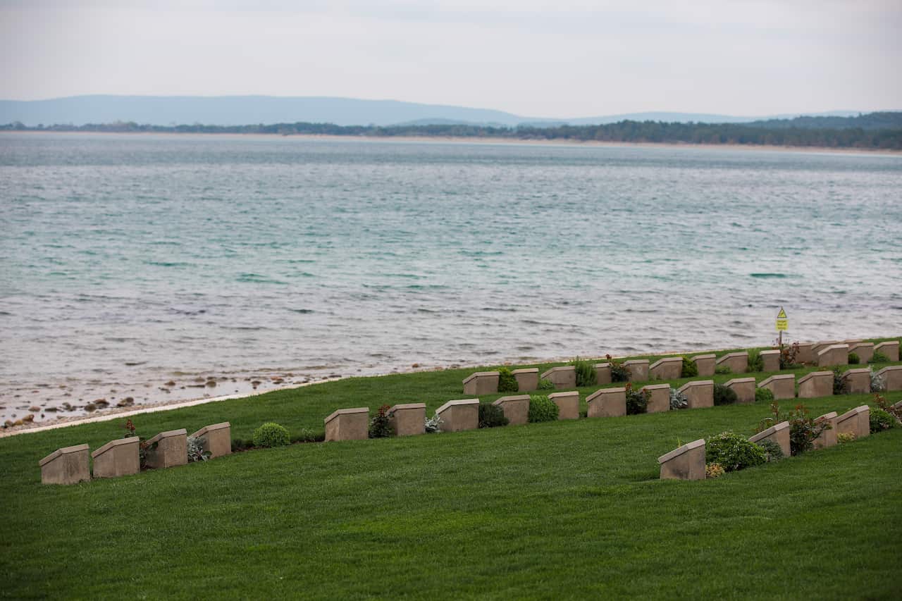 A view of Anzac Cove cemetery, on the site of the World War I landing of the ANZACs (Australian and New Zealand Army Corps) in Canakkale, Turkey.