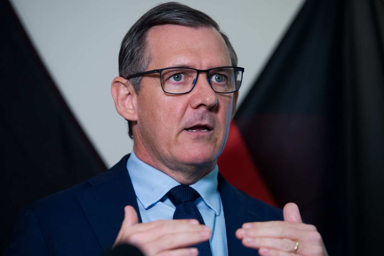 NT Chief Minister Michael Gunner addresses reporters after delivering the Northern Territory's 2021-22 budget to parliament in Darwin, Tuesday, May 4, 2021. (AAP Image/Aaron Bunch) NO ARCHIVING