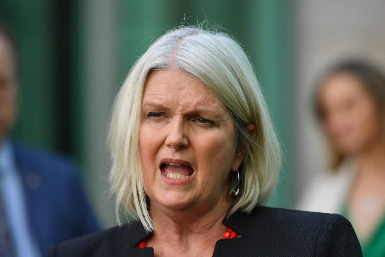 Australian Council of Social Service (ACOSS) CEO Dr Cassandra Goldie at a press conference at Parliament House in Canberra, Wednesday, May 12, 2021. (AAP Image/Mick Tsikas) NO ARCHIVING