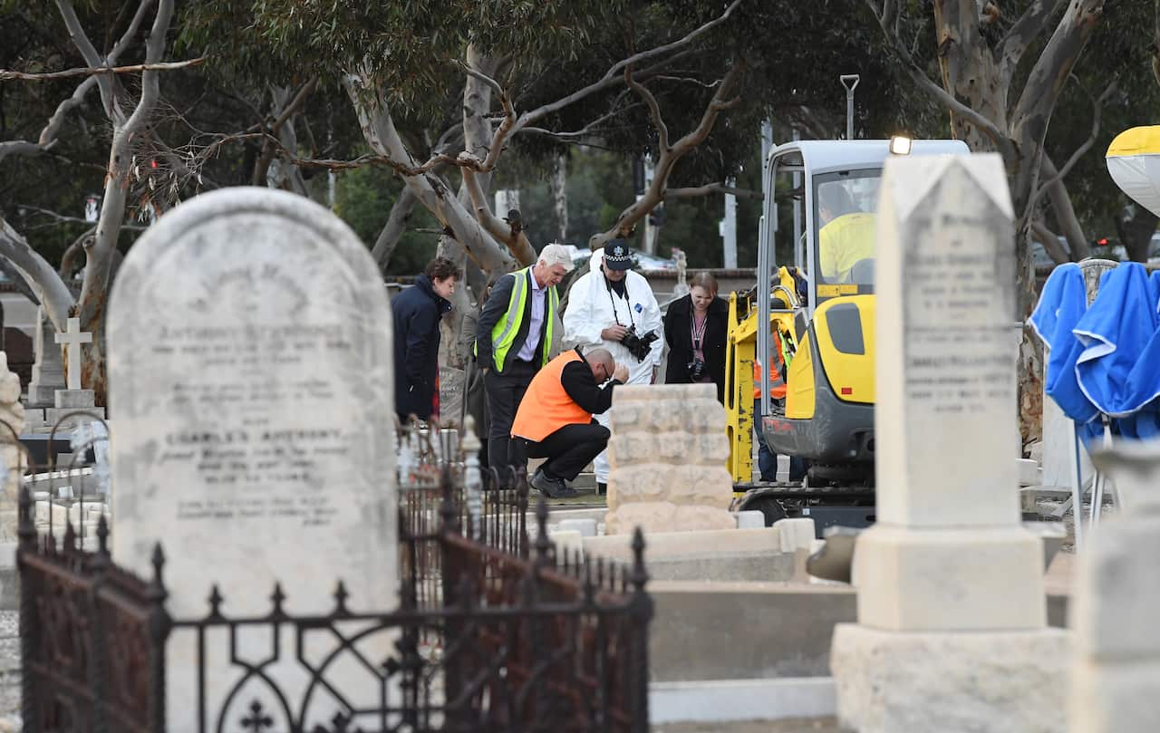 The exhumation of the Somerton Man began overnight at West Terrace Cemetery in Adelaide, 19 May, 2021.