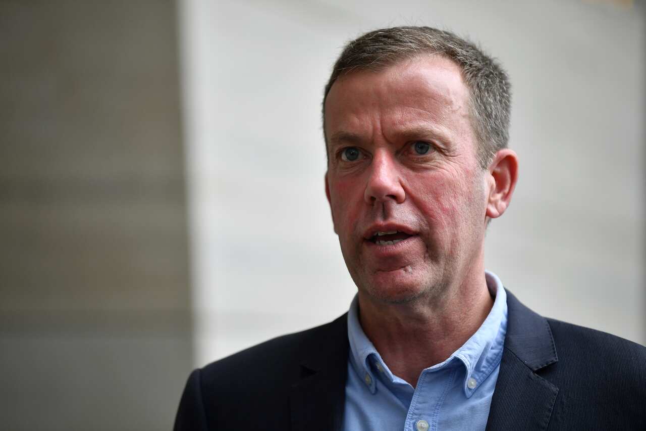 Minister for Trade Dan Tehan speaks to the media during a press conference in Sydney.