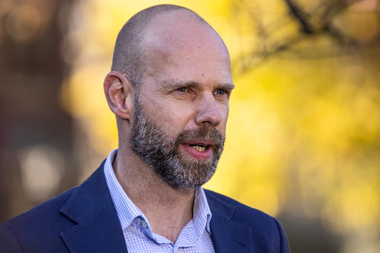 Victorian testing commander Jeroen Weimar speaks to the media during a press conference in Melbourne on Monday, 31 May.