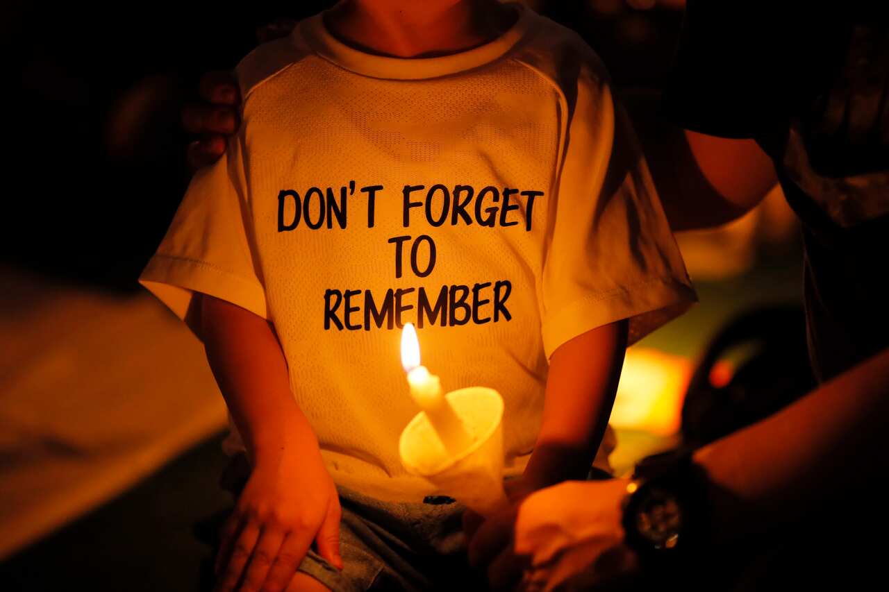 A 2019 candlelight vigil for victims of the Chinese government's crackdown on protesters in Beijing's Tiananmen Square at Victoria Park in Hong Kong.
