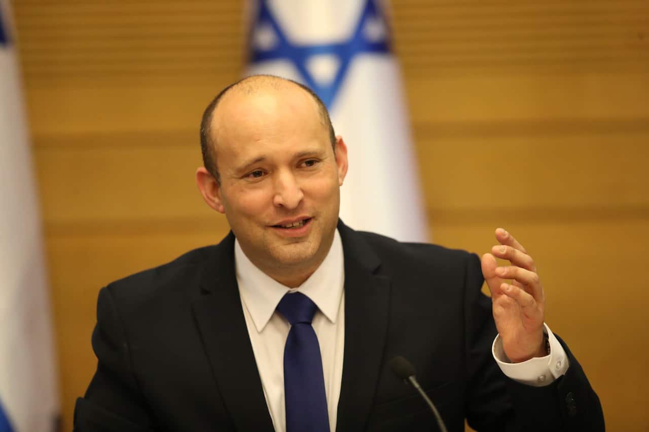 Israel's new prime minister Naftali Bennett holds a first cabinet meeting in Jerusalem Sunday, 13 June, 2021.