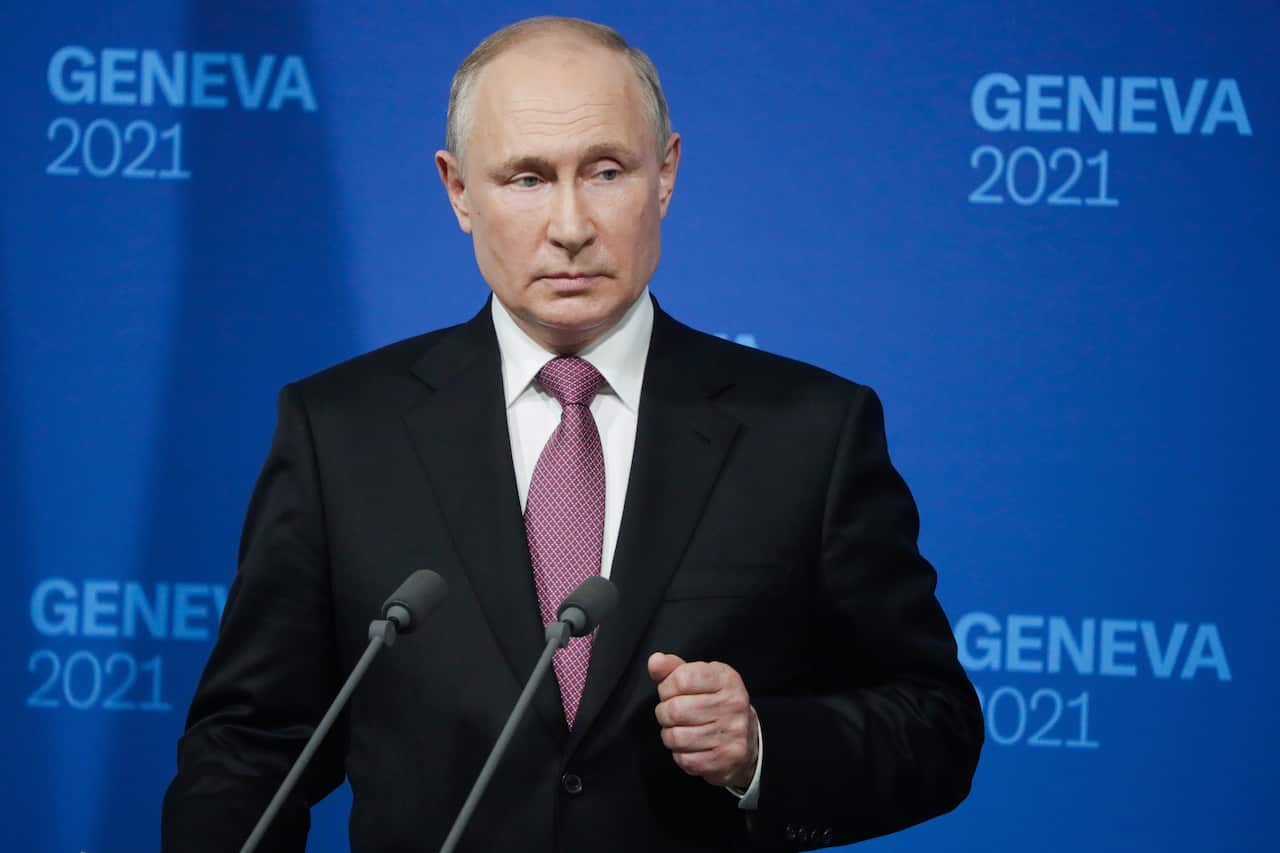Russian President Vladimir Putin holds a news conference after the US - Russia summit. 