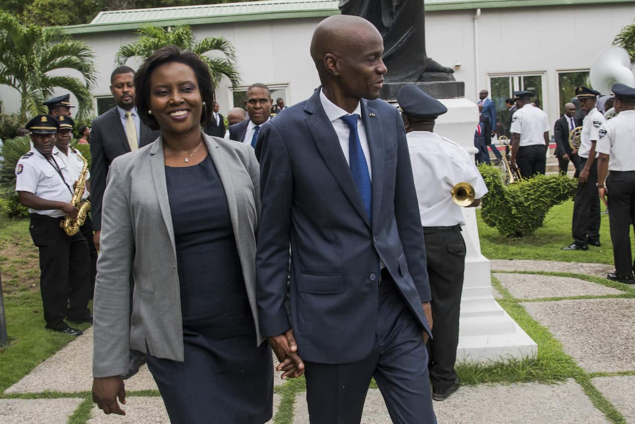 Haitian President Jovenel Moise pictured with his wife Martine Marie Etienne Joseph in September 2018.