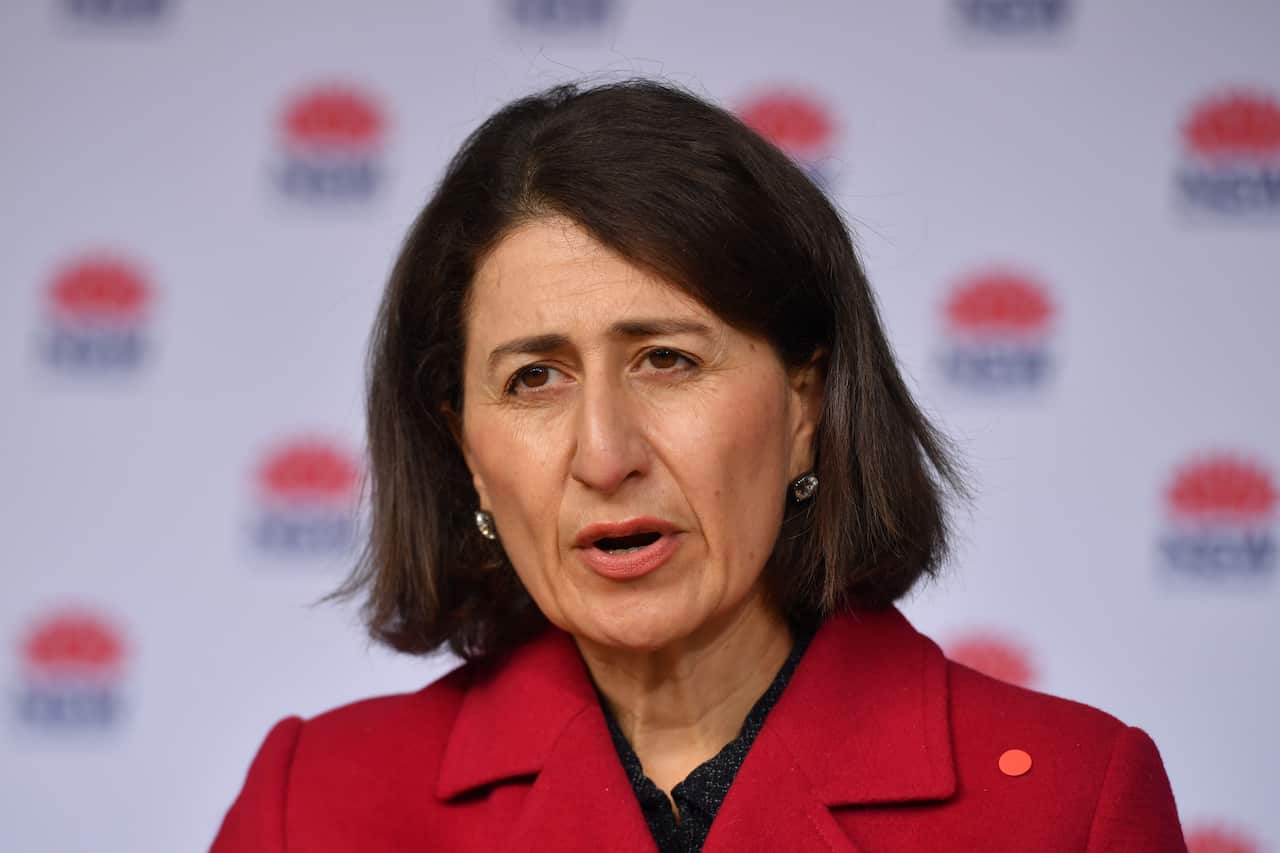 NSW Premier Gladys Berejiklian at a press conference to provide a COVID-19 update in Sydney, Monday, July 12, 2021. NSW recorded 112 new locally acquired cases of COVID-19 in the 24 hours to 8pm last night. (AAP Image/Mick Tsikas) NO ARCHIVING