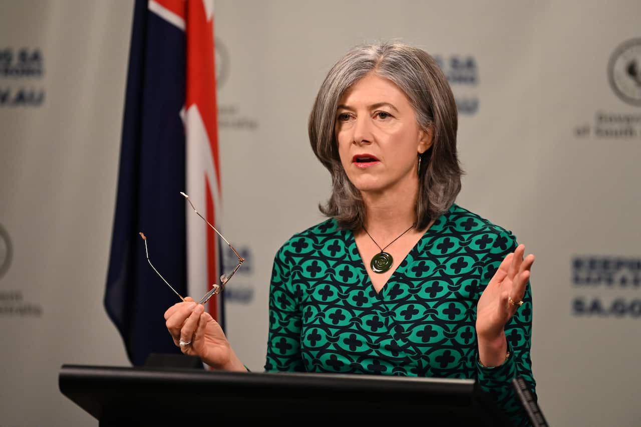 South Australia Chief Health Officer Nicola Spurrier speaks to the media during a press conference in Adelaide.